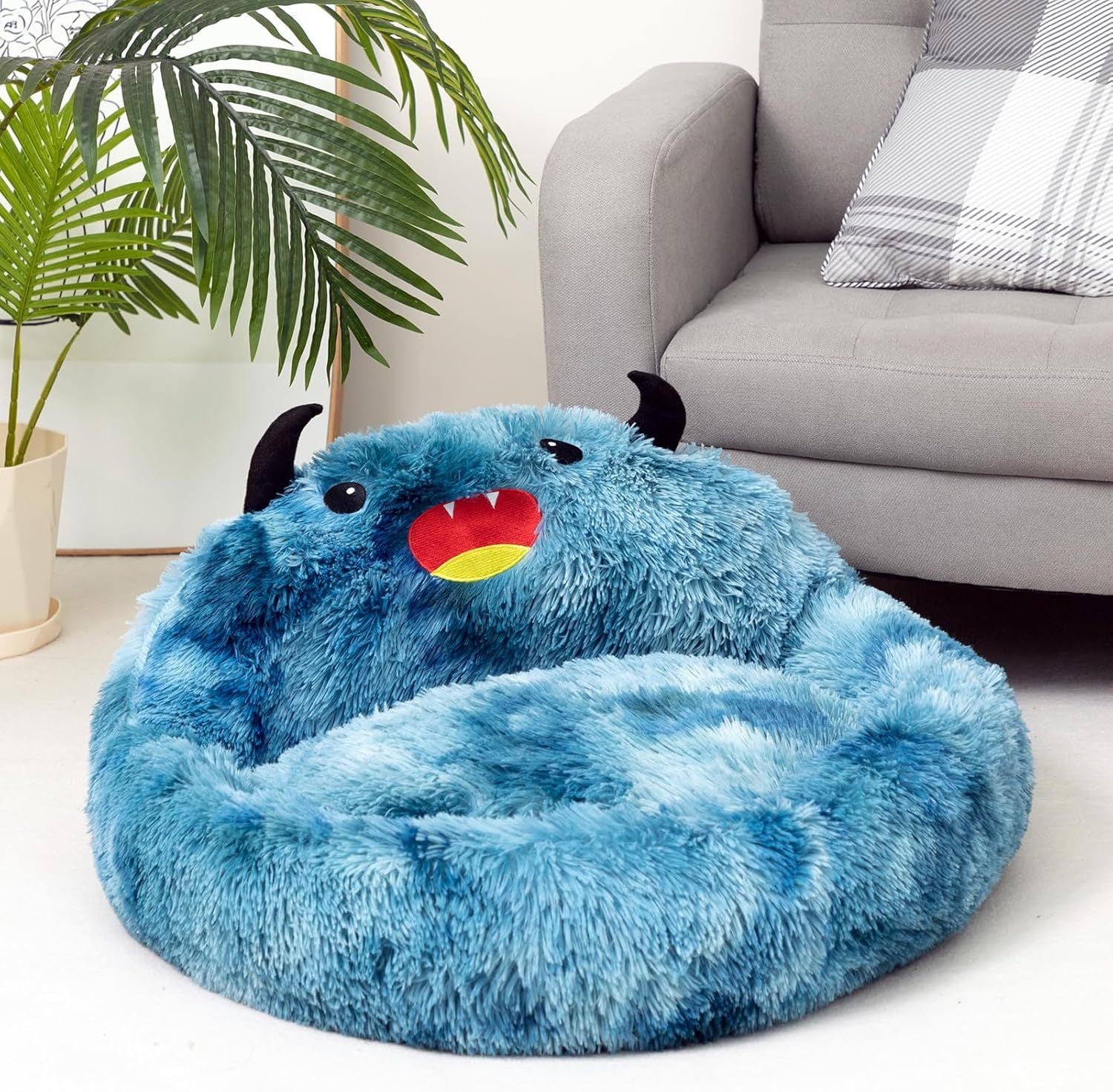 Monster Cozy Cave: Self-Warming Donut Pet Bed