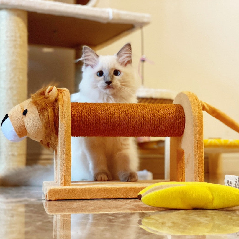 Von Tieren inspirierte Katzenplattform von FelineFun: Mit Kratzstange aus Sisal