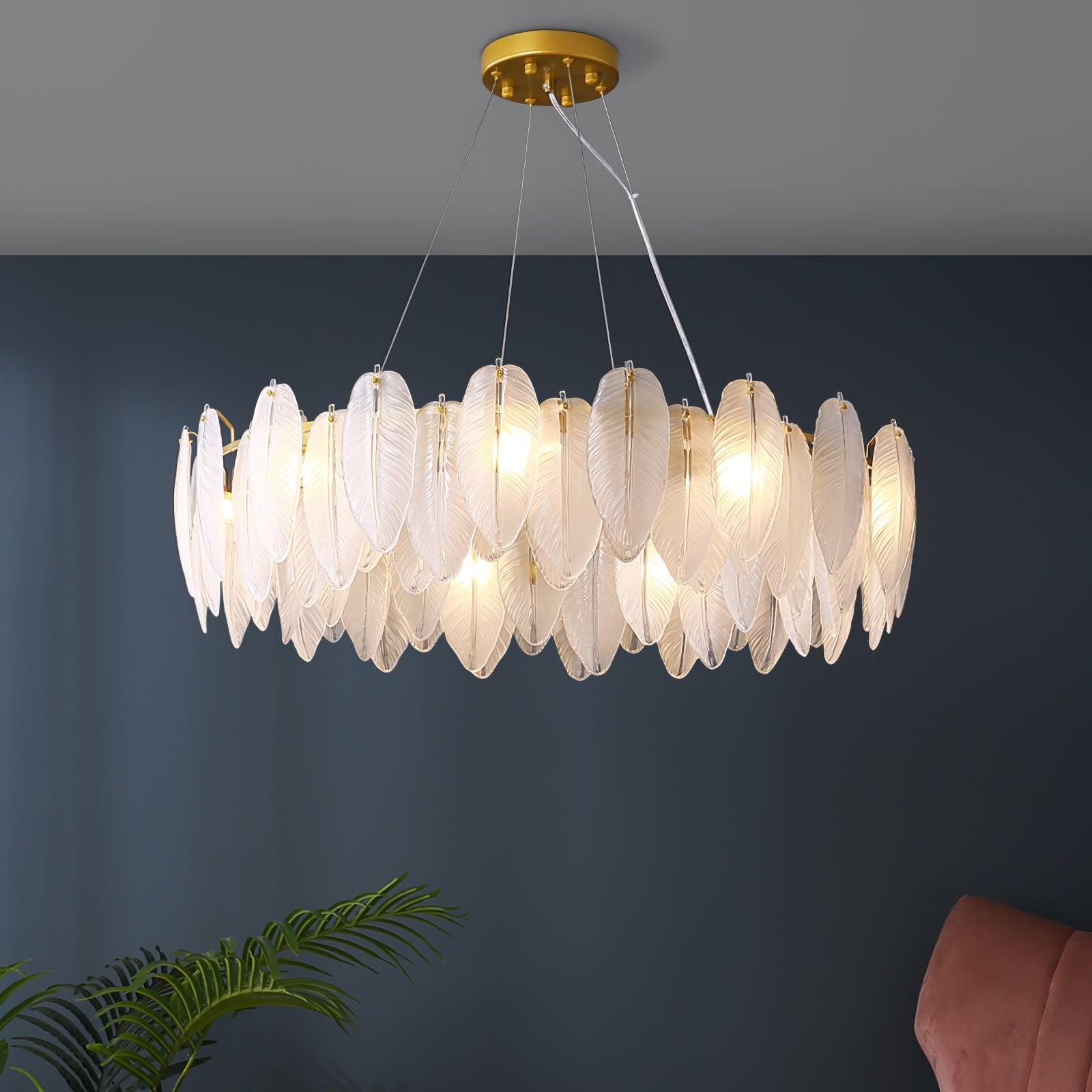 Fenne Glass Feather Chandelier