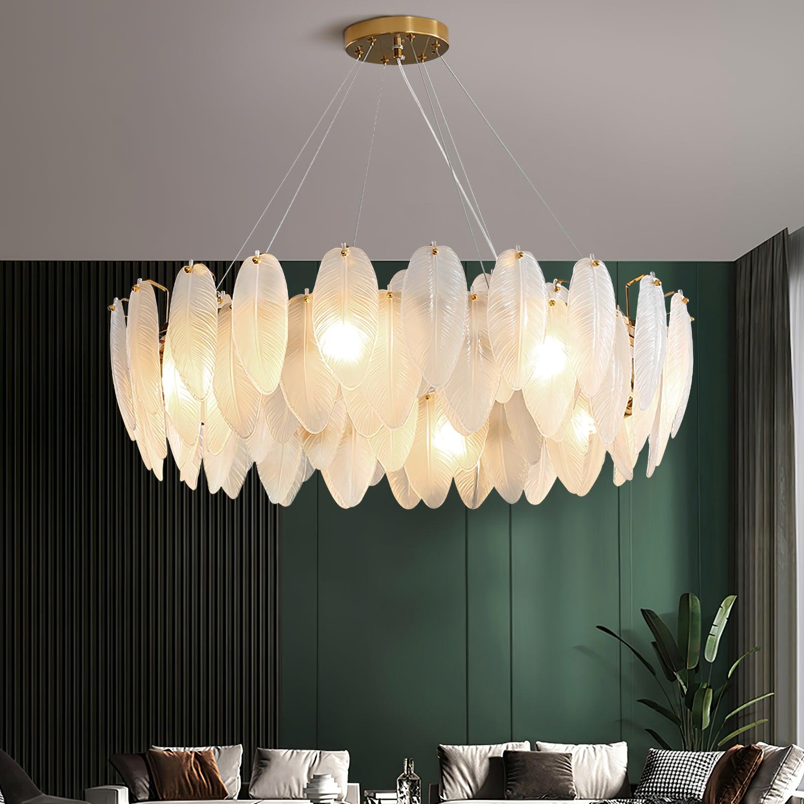 Fenne Glass Feather Chandelier