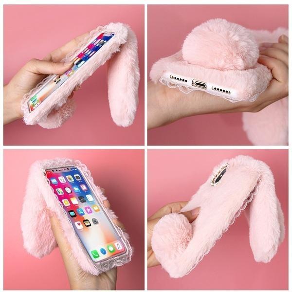 Coque iPhone en peluche lapin