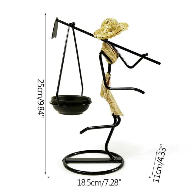 Girl Character Iron Candlestick