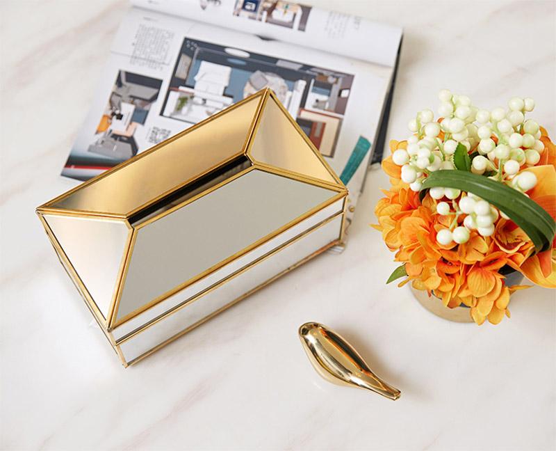 Elegance Nordic Gold Lining Glas Tissue Box