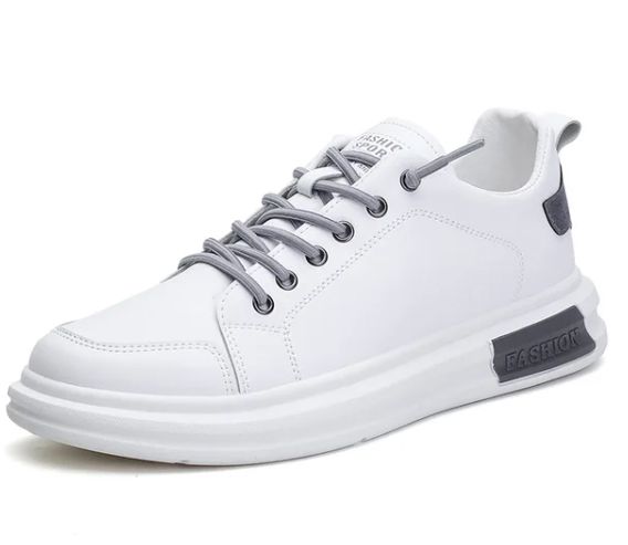 White men's sneakers with brown accents - Leon