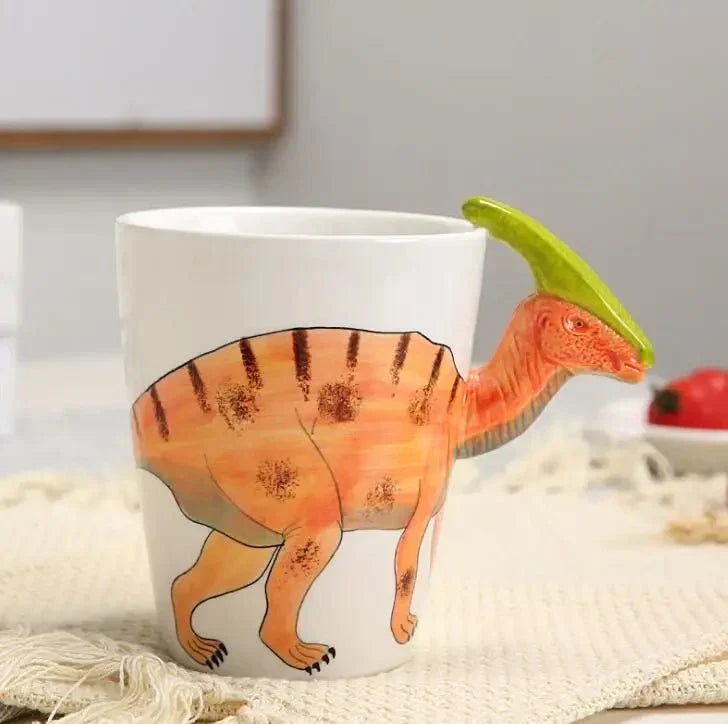 Taza de dinosaurio de cerámica pintada a mano