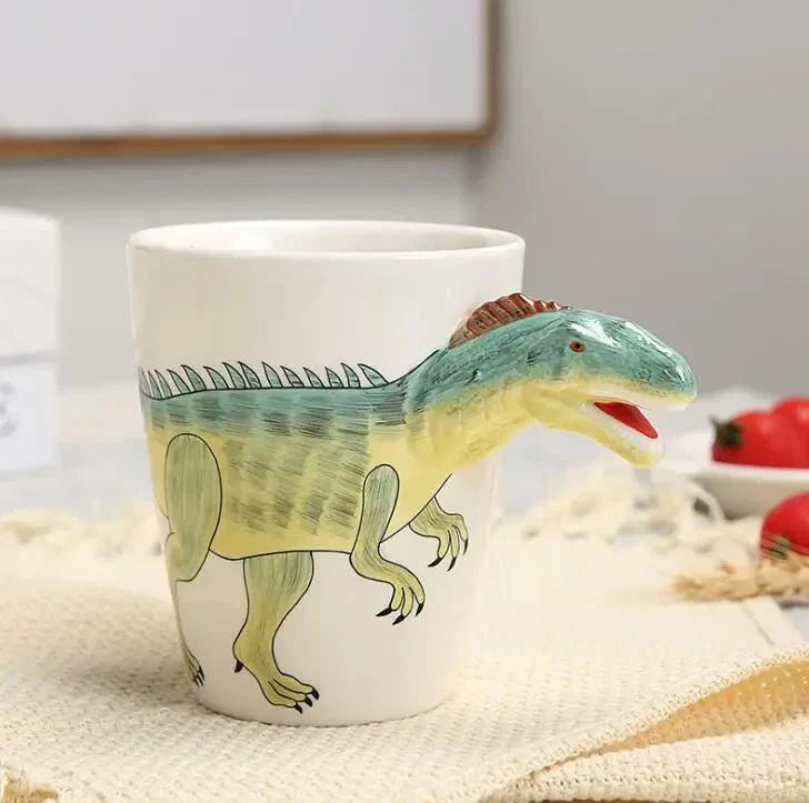 Handbemalte Dinosaurier-Tasse aus Keramik