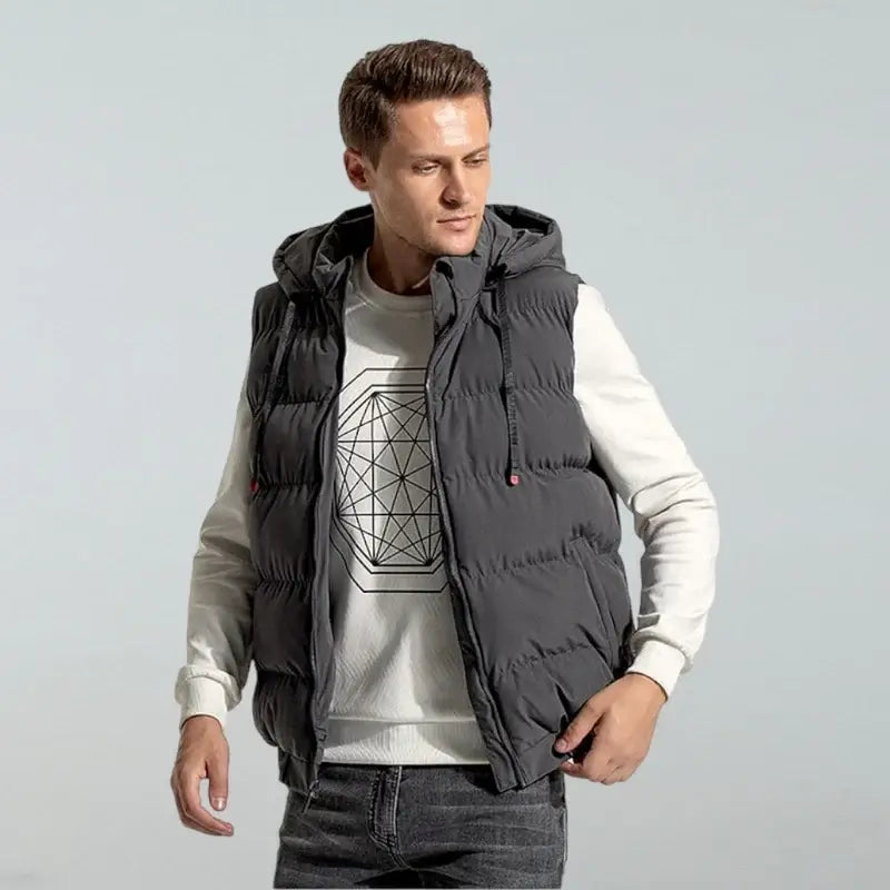 Gilet con cappuccio isolante ultra caldo - Gilet con cappuccio termoriscaldato per tutte le stagioni