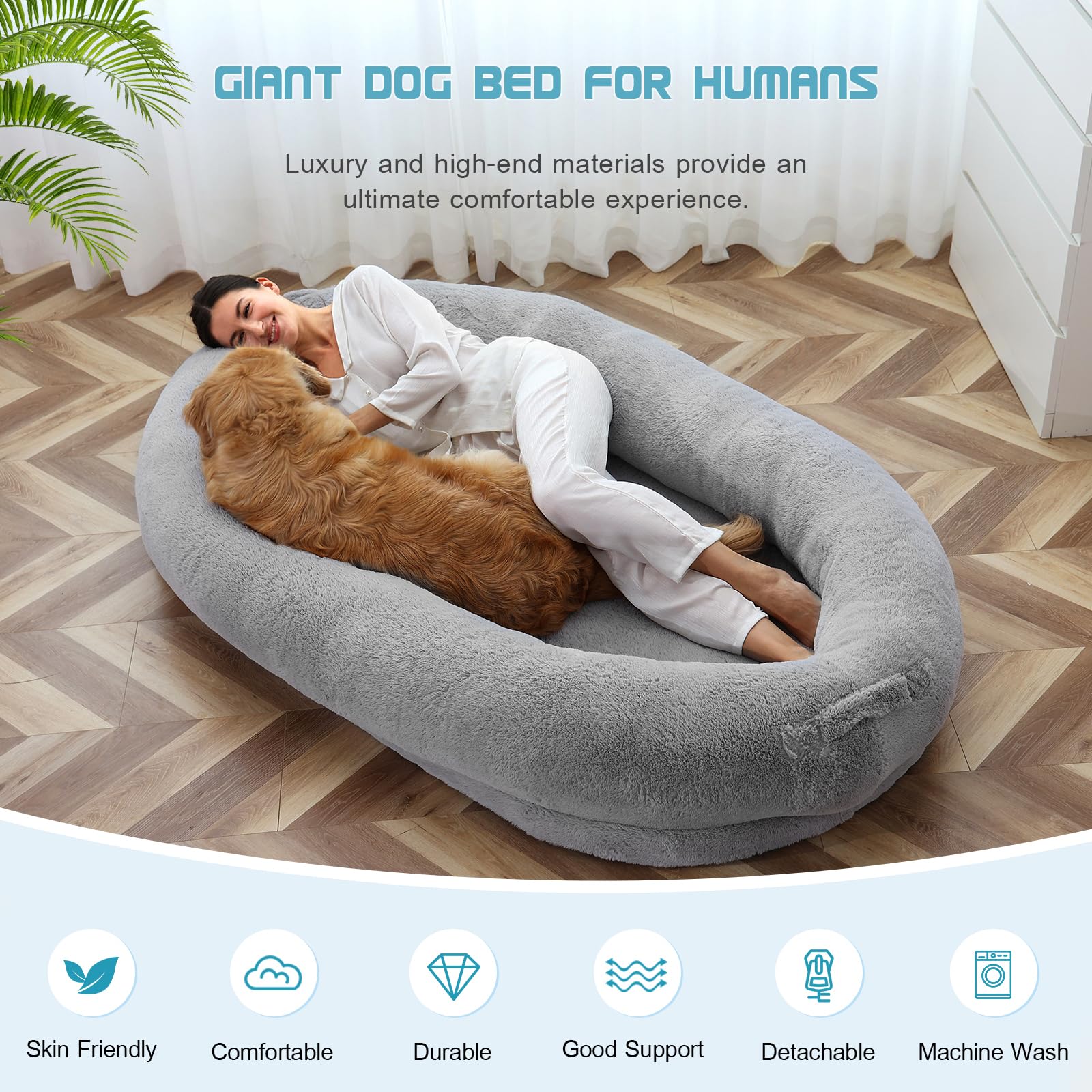 Purrfect Snuggle Haven: Human-Sized Cuddle Bed for Pets