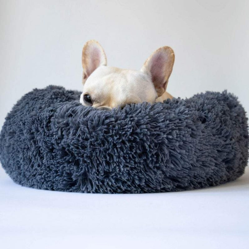 Round Plush Calming Donut Dog Bed for Small to Large Dogs