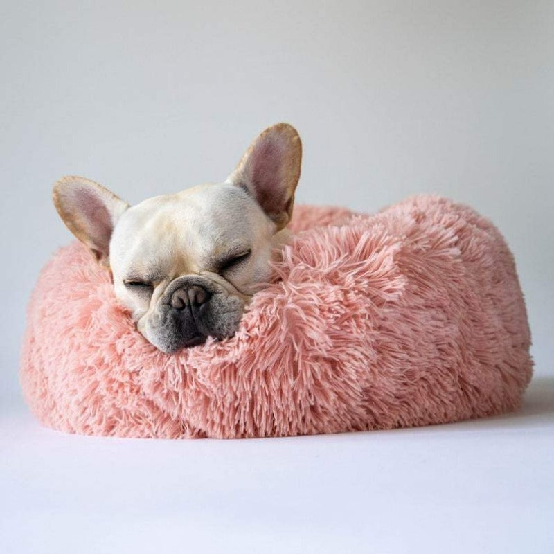 Round Plush Calming Donut Dog Bed for Small to Large Dogs