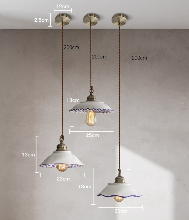 Pendente de Luz LED em Estilo de Azulejo de Cerâmica - Lâmpada Incluída