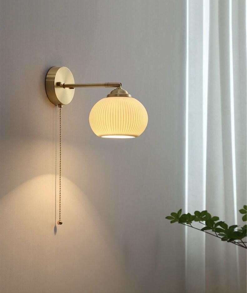 Ribbed Ceramic Wall Light in Lantern Egg Shape - Bulb Included