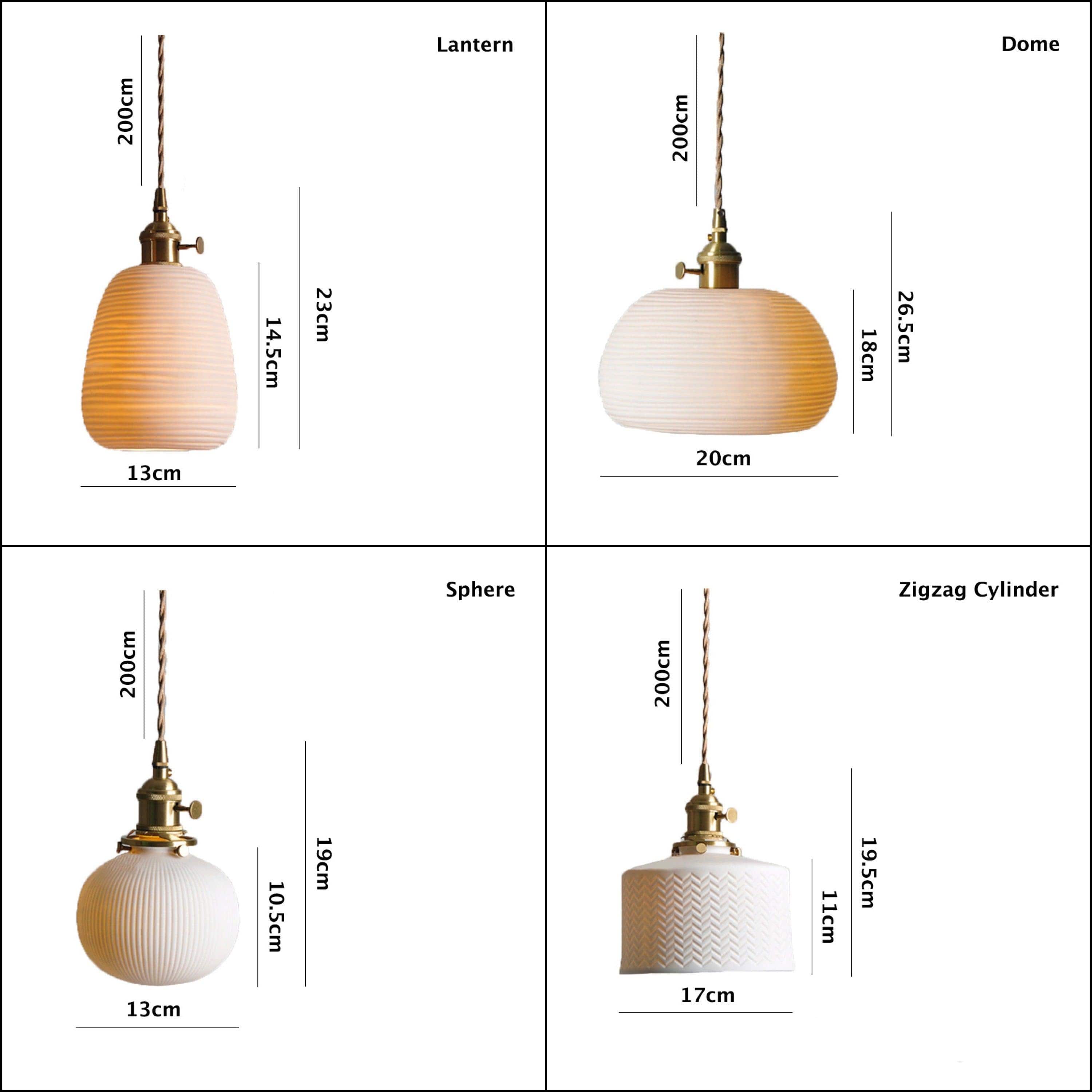 Suspension LED nervurée en céramique en forme de long cylindre japonais - Ampoule incluse