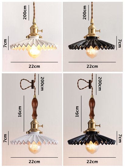 Geglazuurde keramische geplooide Tutu-hangende LED-lamp in art-decostijl - Inclusief lamp