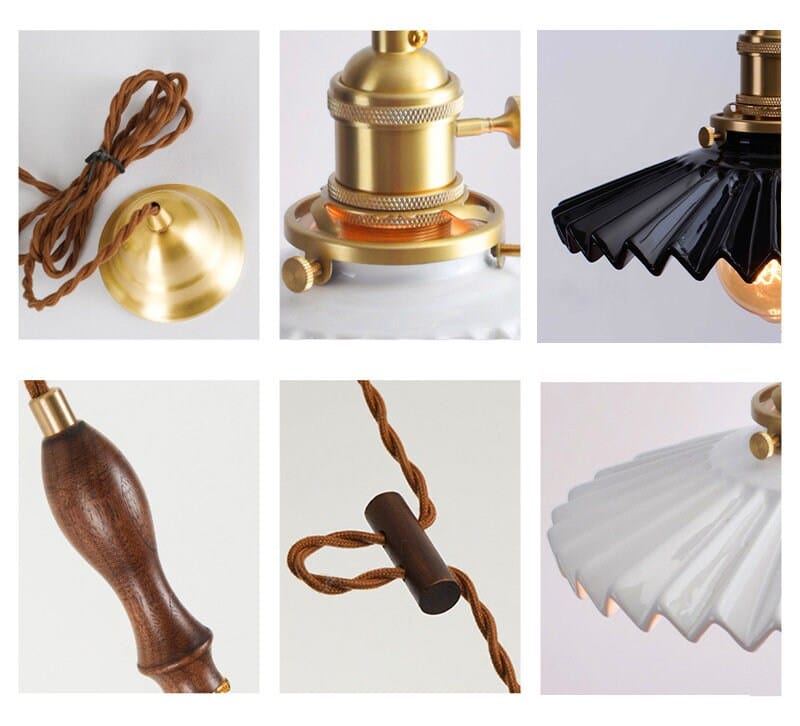 Glazed Ceramic Pleated Tutu Pendant LED Light in Art Deco Style - Bulb Included