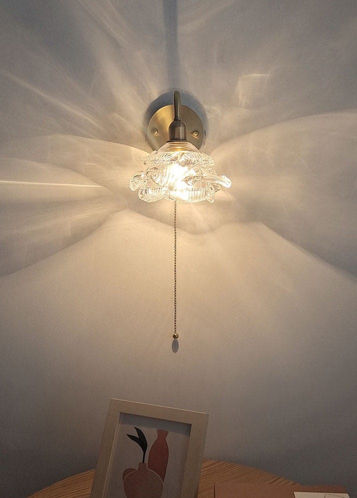 Lampada da parete a forma di fiore in vetro stratificato in stile vintage - Lampadina inclusa