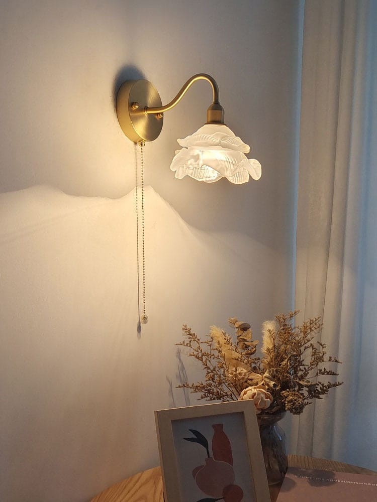 Lampada da parete a forma di fiore in vetro stratificato in stile vintage - Lampadina inclusa