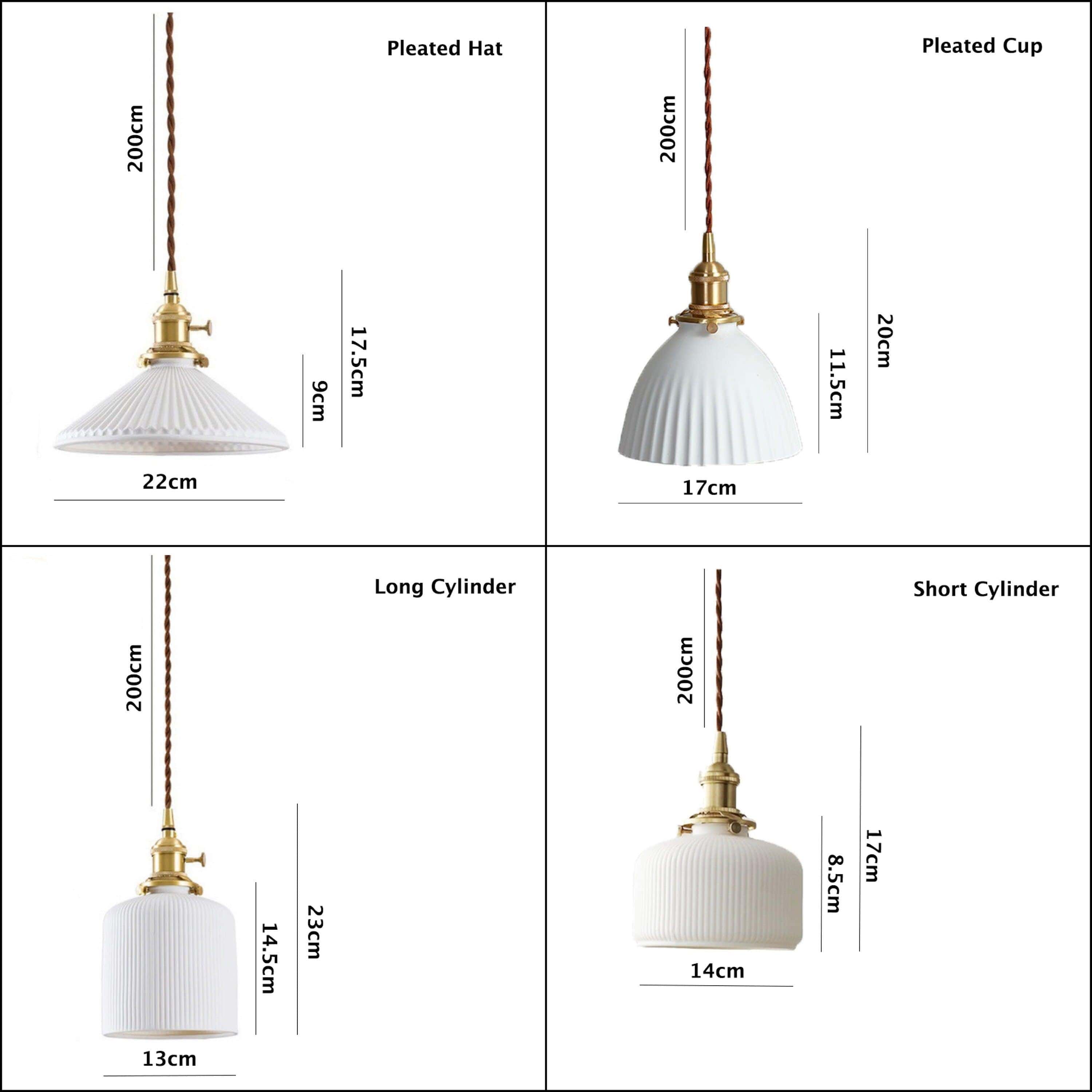 Luz LED Pendente de Cerâmica em Forma de Copo Plissado - Lâmpada Incluída