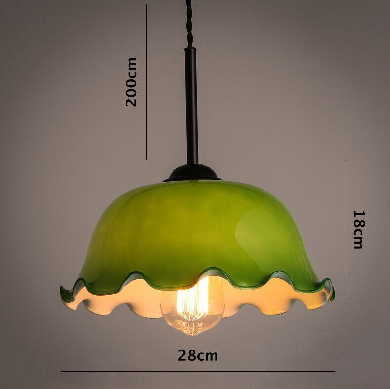 Suspension LED en verre opalin avec abat-jour mouchoir de style vintage français - Ampoule incluse