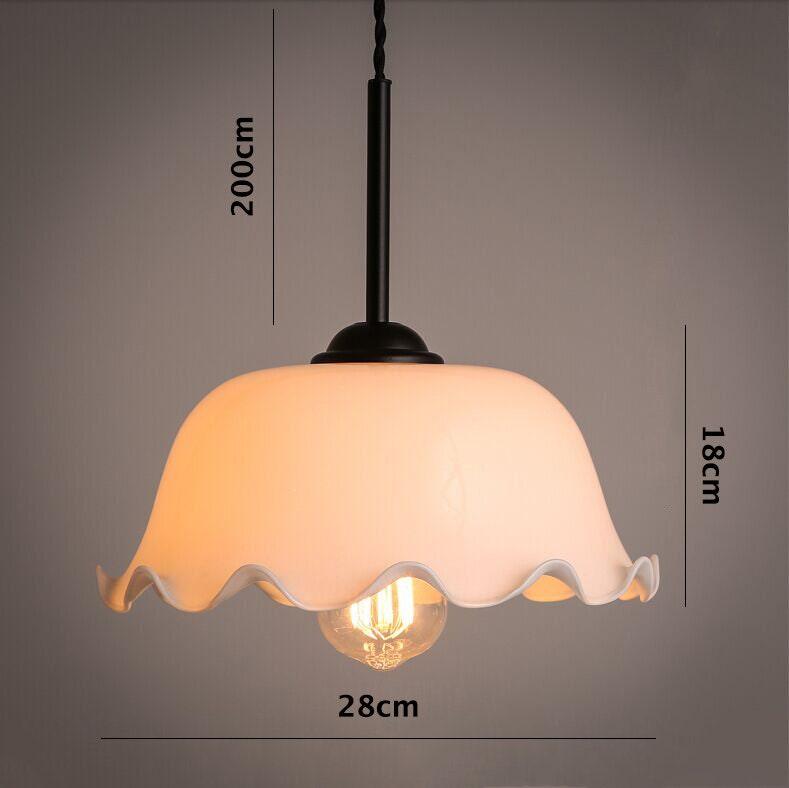 Suspension LED en verre opalin avec abat-jour mouchoir de style vintage français - Ampoule incluse