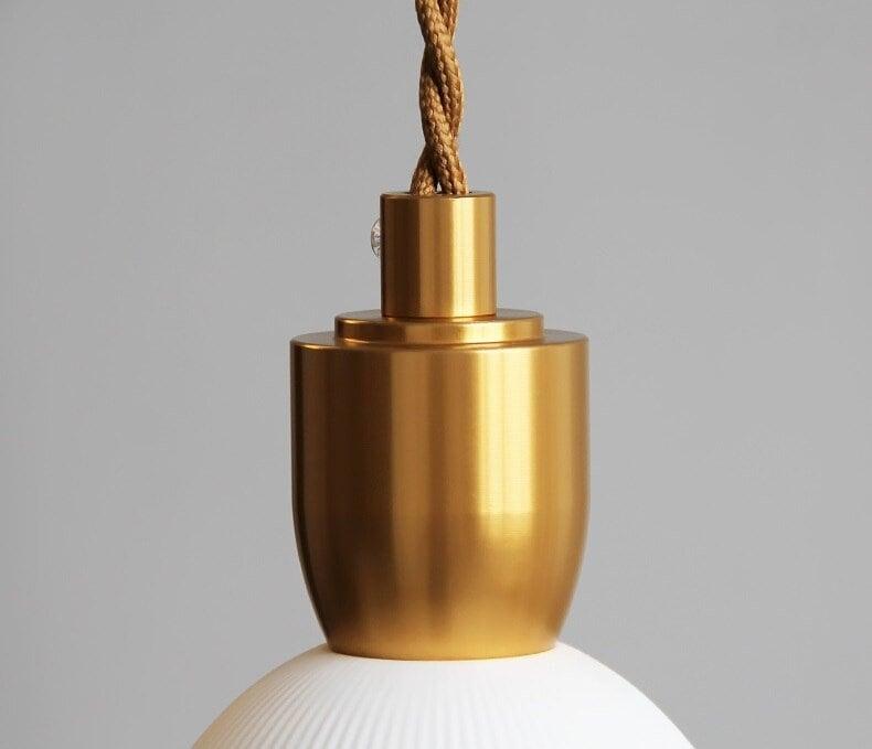 Ribbed Ceramic Pendant LED Light in Art Deco Style - Bulb Included