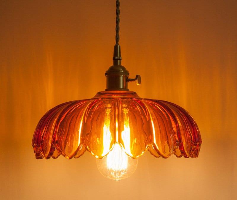 Glazen lotusbloem hangende LED-lamp in vintage stijl - Inclusief lamp