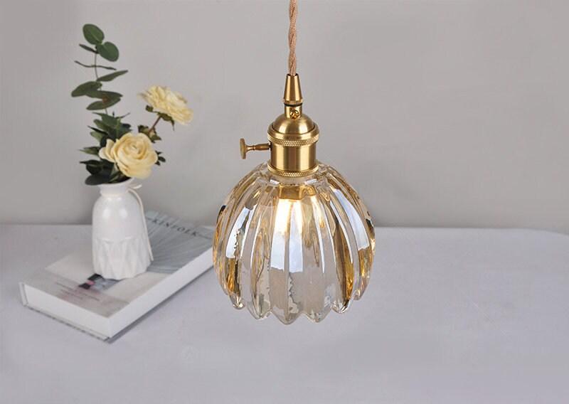 Petite Glass Flower Pendant LED Light in Vintage Style - Bulb Included