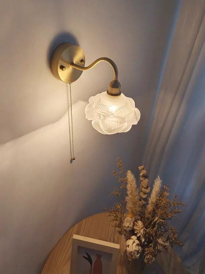 Lampada da parete a forma di fiore in vetro stratificato in stile vintage - Lampadina inclusa