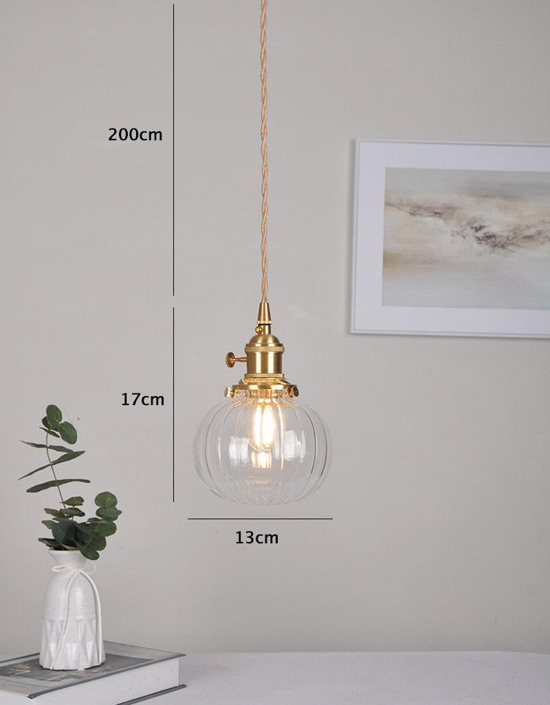 Lampe LED suspendue en forme de boule de verre faite à la main dans un style vintage - Ampoule incluse