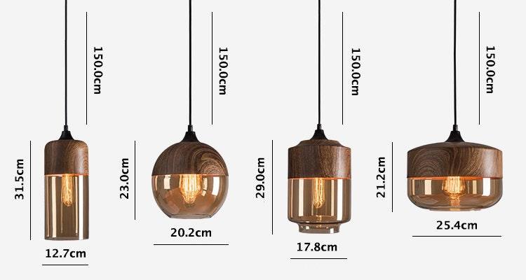 Nordic Woody metalen hanglamp met theekleurige glazen kap - Inclusief lamp