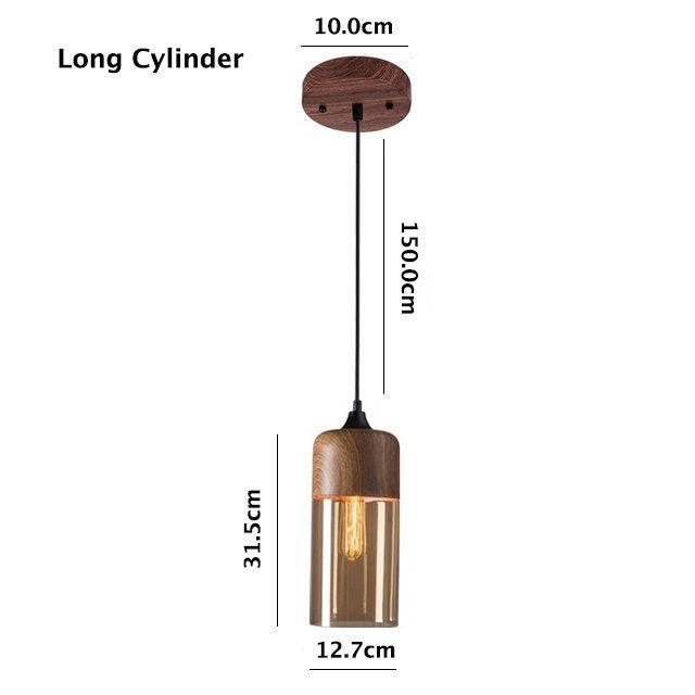 Lampe LED suspendue nordique en métal Woody avec abat-jour en verre couleur thé - Ampoule incluse