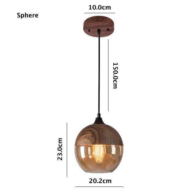 Lampe LED suspendue nordique en métal Woody avec abat-jour en verre couleur thé - Ampoule incluse