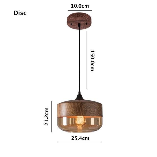 Lampe LED suspendue nordique en métal Woody avec abat-jour en verre couleur thé - Ampoule incluse