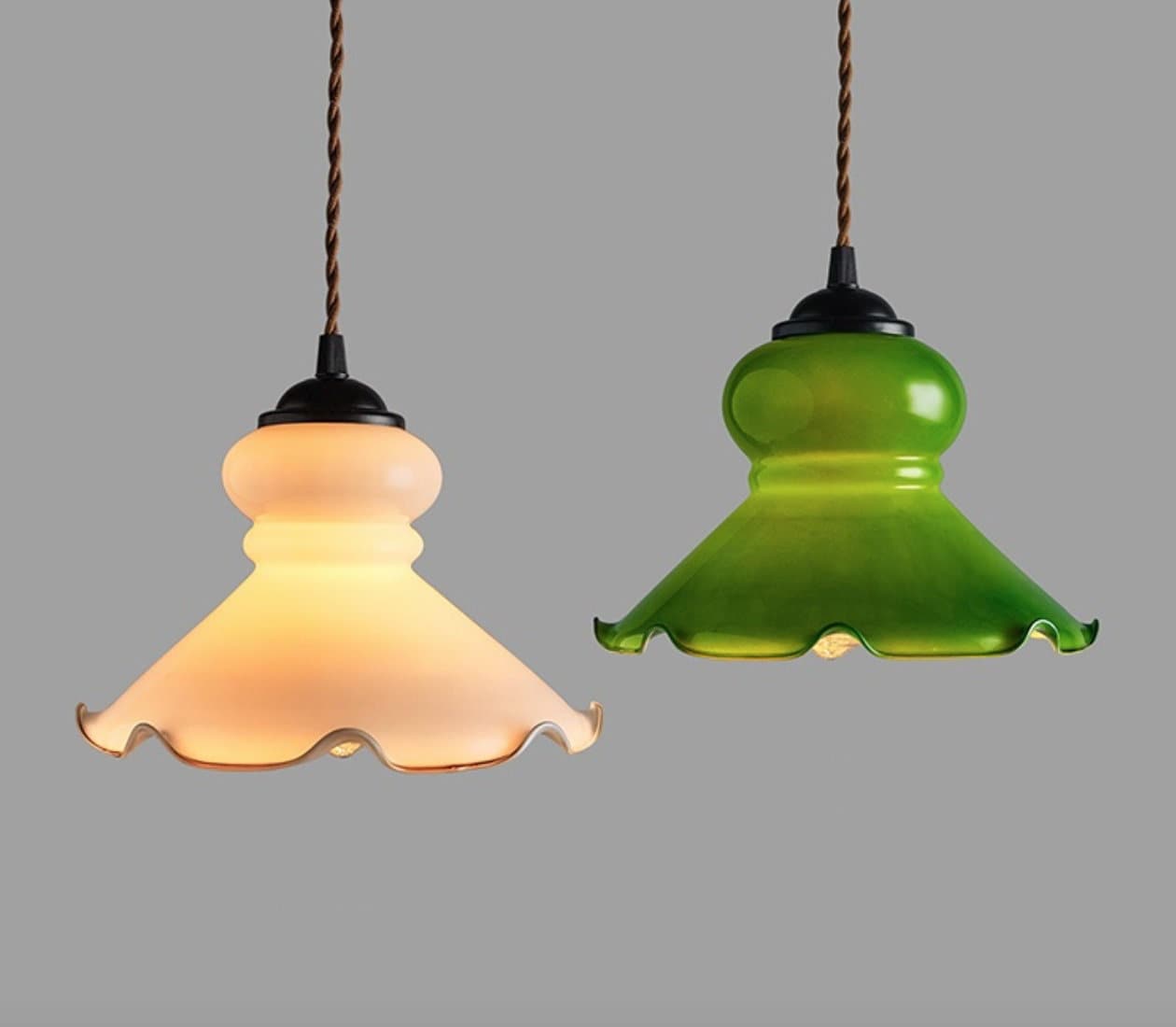 Popvormige LED-hanglamp van opaline glas in Franse vintage stijl - Inclusief lamp