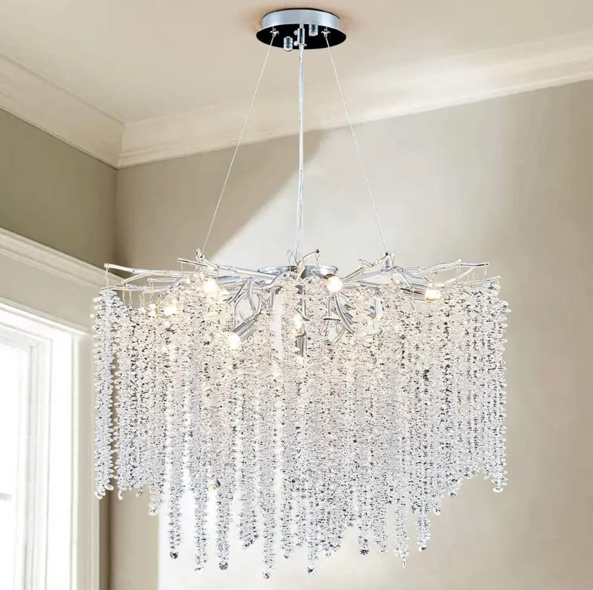 Lustre en cristal en forme de branche d'arbre