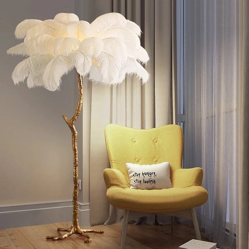 Lampe de sol en fausse plume