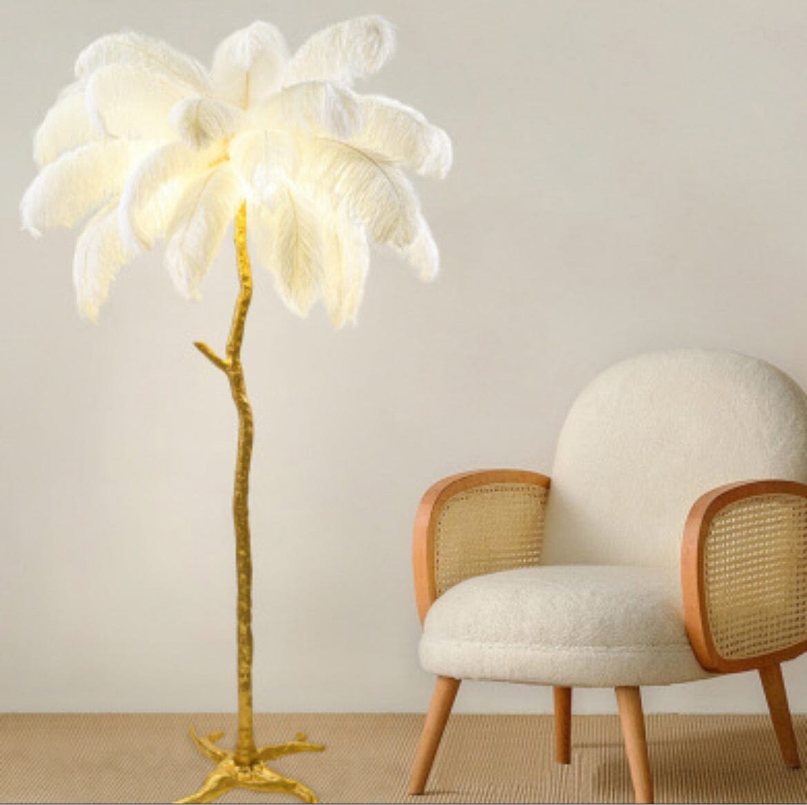 Faux Feather Floor Lamp