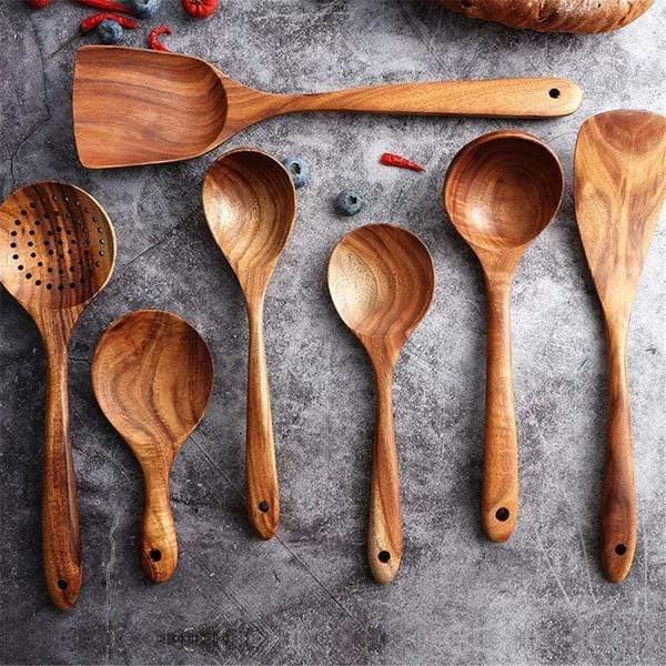 Handmade Teak Wooden Kitchen Utensils | 7 Sets