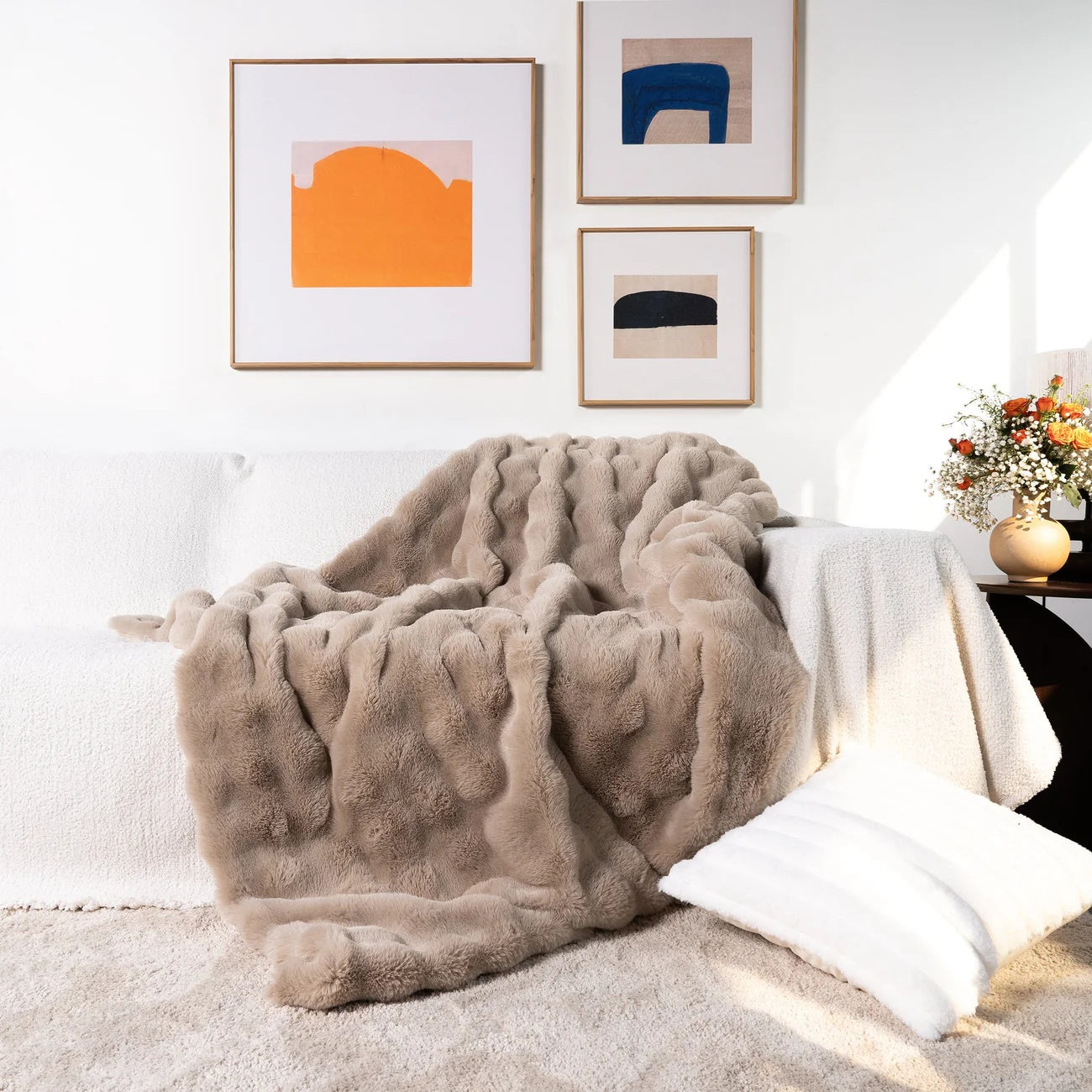 Rabbit Faux-Fur Blanket Throw