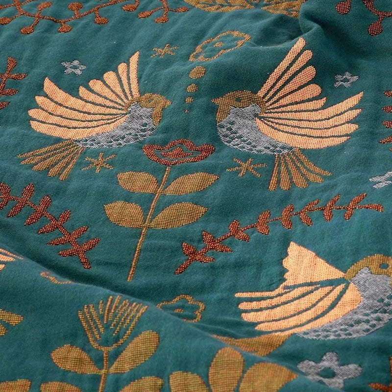 Reversible Scandinavian Bird Throw Blanket