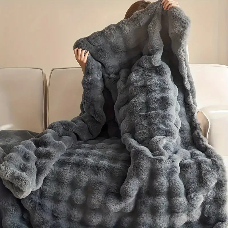 Rabbit Faux-Fur Blanket Throw