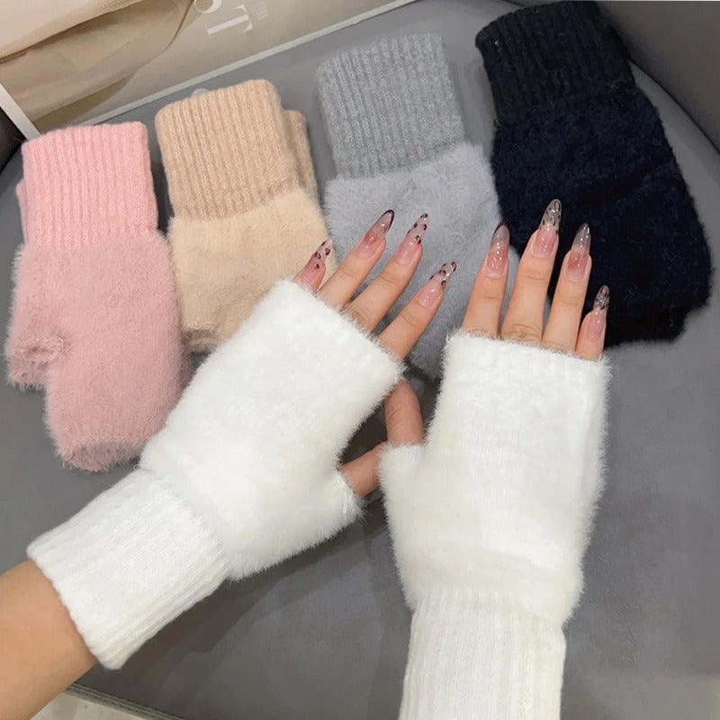 Soft Winter Half Finger Gloves