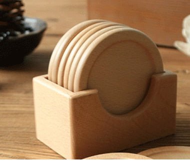 Juego de posavasos de madera de seis piezas de estilo japonés