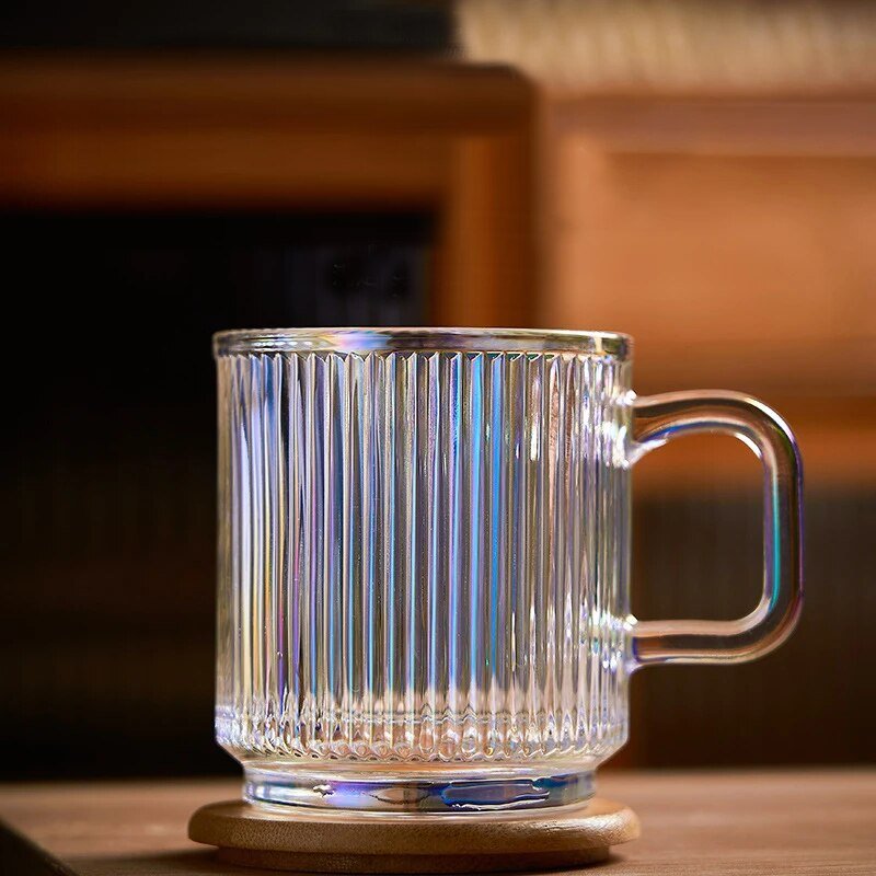 Tasse en verre à rayures verticales de style japonais