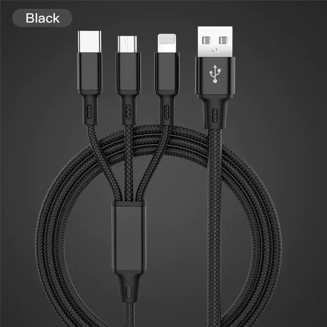 כבל USB 3 ב-1 לאייפון ואנדרואיד