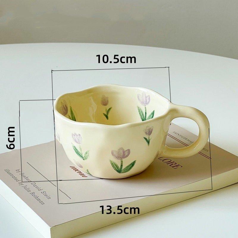 Tasse en céramique à fleurs irrégulières de style coréen