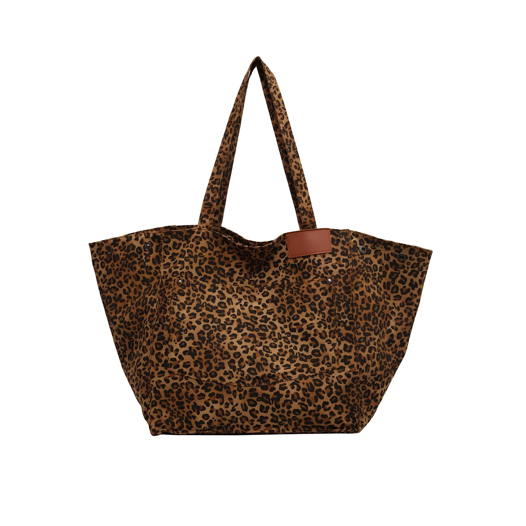 Saco Tote de Lona Grande com Padrão de Leopardo