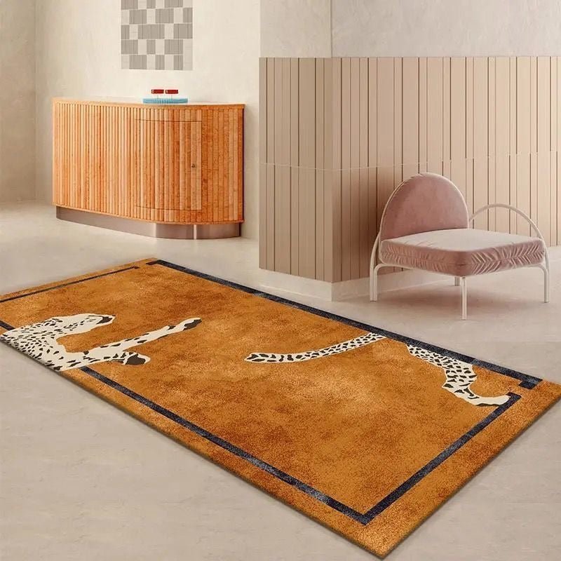 Alfombras decorativas de felpa para sala de estar con estampado de leopardo