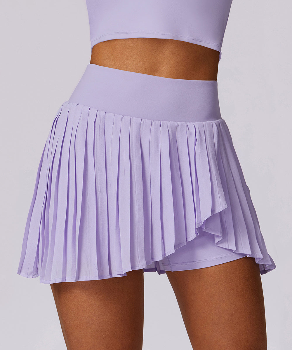 Skort con bolsillos y pliegues de cintura alta