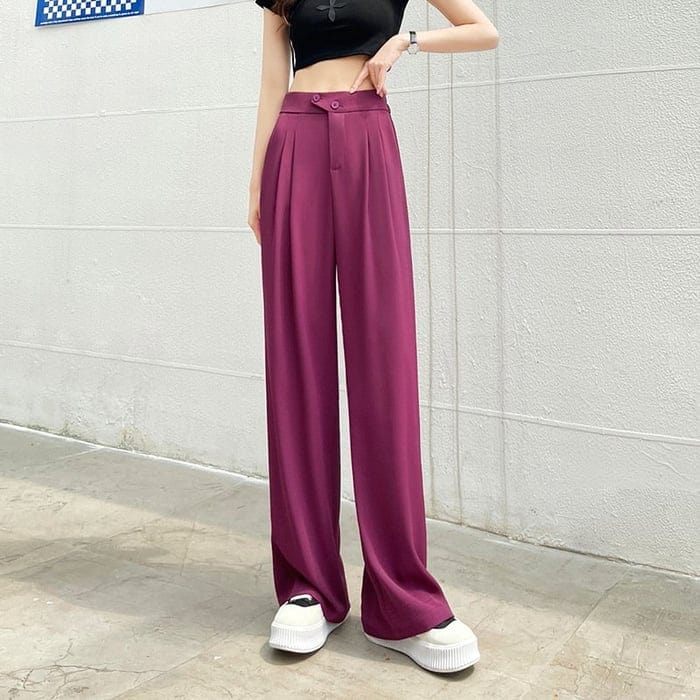 Pantalon large taille haute pour un confort tout au long de la journée